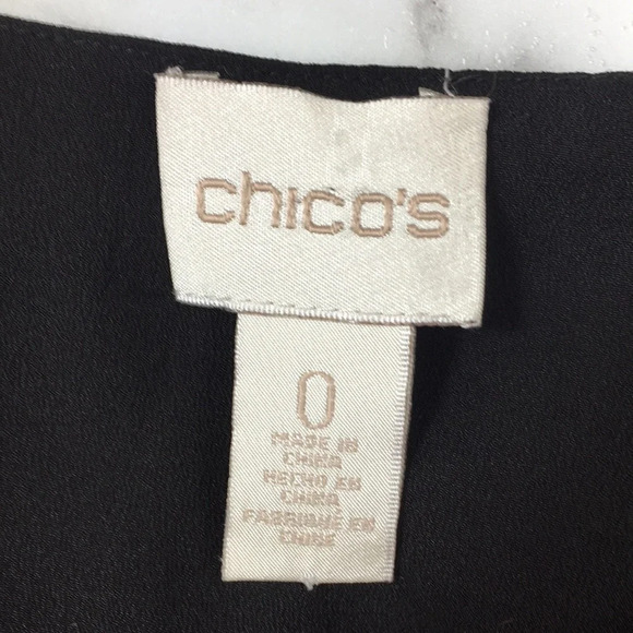 Chico's Black Red Bohemian Patchwork Zipper Front Top Womens‎ 0 Small 3/4 Sleeve - Picture 6 of 12